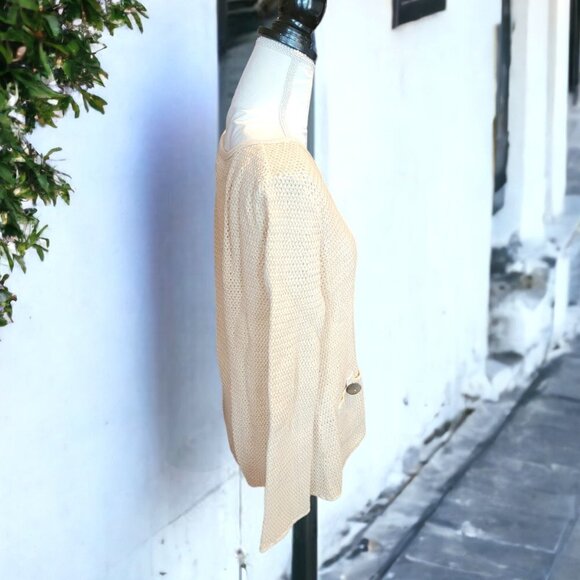 Willow Beige Boho Pullover Open Weave Sweater with Wood Closures Size Small… - Picture 3 of 6